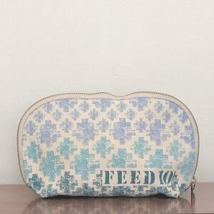 Clarins Feed Blue and Cream Cosmetic Case